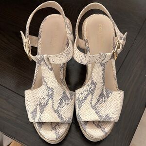 Cole Haan Snake Print Espadrille Wedge Sandals Ankle Strap Womens Size 7.5